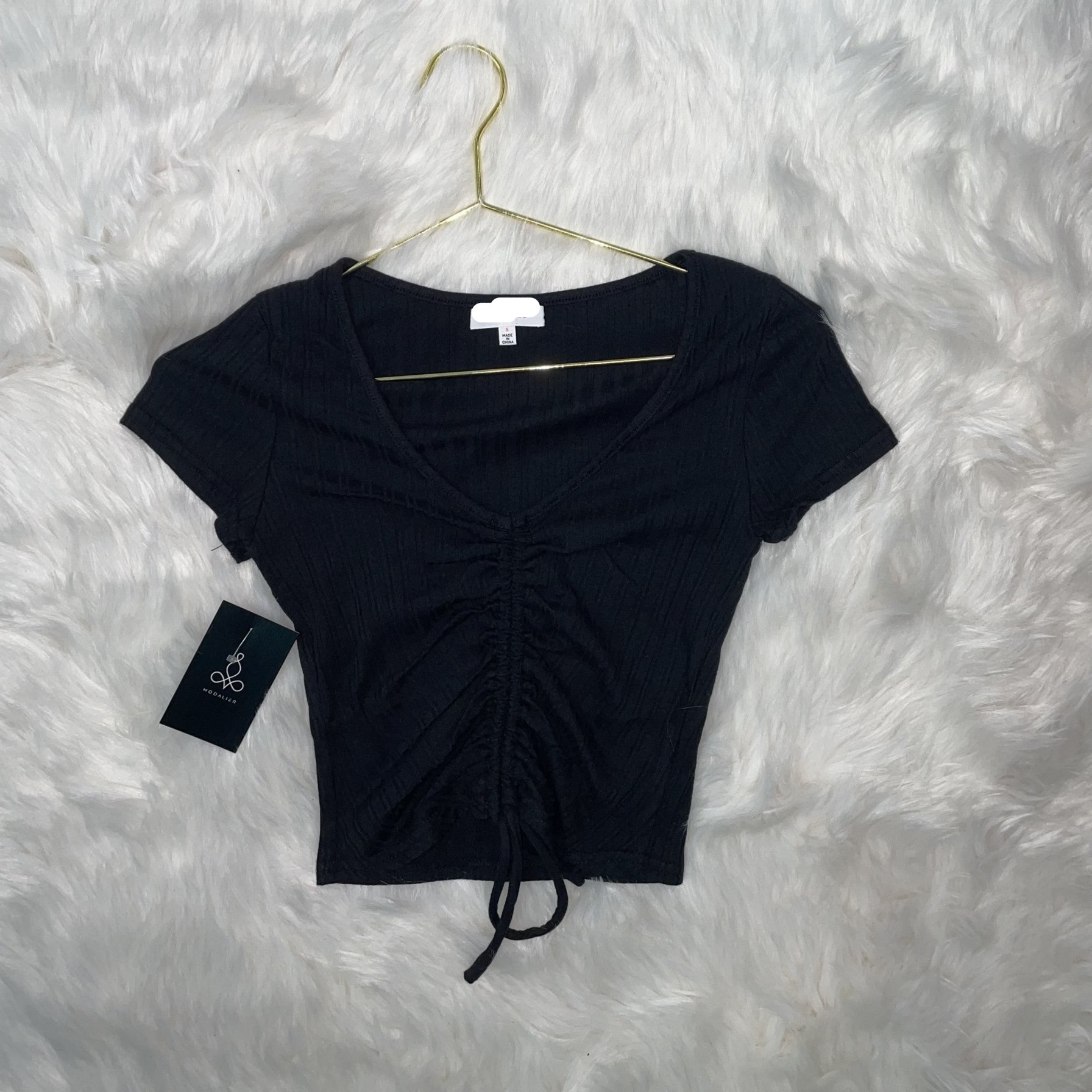 Black Ruched Crop Top