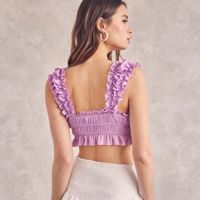 Lavender Scrunched Crop Top