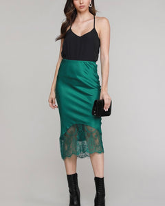 Emerald Green Satin Lace Skirt